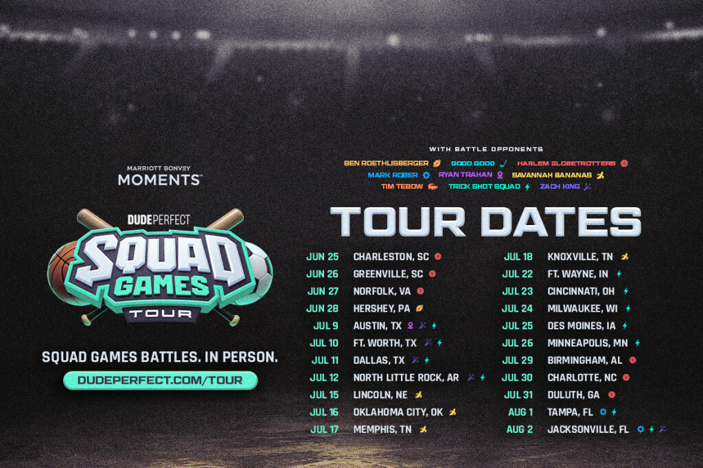 Dude Perfect Squad Games Tour + Stay — 4 Tickets (Pkg 1)